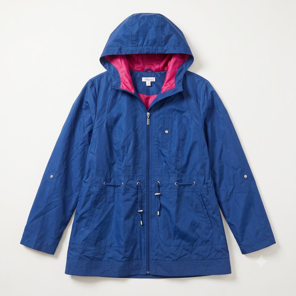 Susan Graver Womens XL Gorpcore Outdoors Utility Coastal Peachskin Anorak Jacket